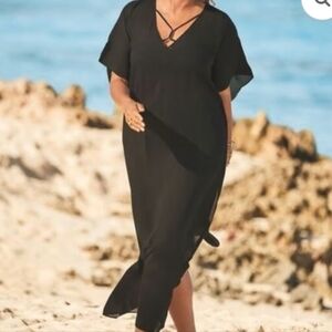 Elegant Black Kaftan Dress Coverup Women's Plus Sz 5X (34-36W)